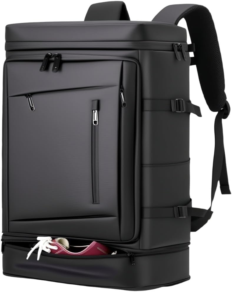 [ABIBA] 2025年ファスナー改良済 リュック ビジネスリュック メンズ リュックサック バックパック 大容量 靴収納 シューズ収納 スクエアリュック 出張 旅行 通学 通勤 黒 PCバッグ