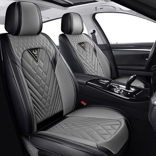 Image of Car Seat Covers for Chevrolet Equinox 2005-2026, Premium Nappa Leather Waterproof & Anti-Slip, Full Coverage Customized fit Chevrolet Equinox Seat Covers Front Set (2 Seats Standard,Black-Gray)