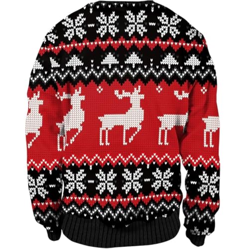Santa and Reindeer Black and Red Knit Print, alternative view 3