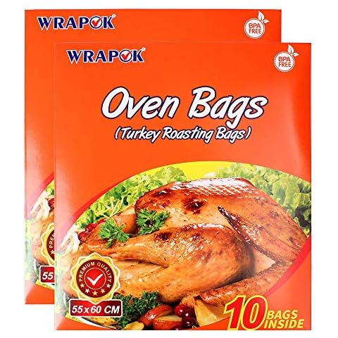 WRAPOK Oven Cooking Bags Large Size Turkey Roasting Baking Bag For Meats Ham Ribs Poultry Seafood, 21.6 x 23.6 Inch - 20 Bags Total(Pack of 2) Cover