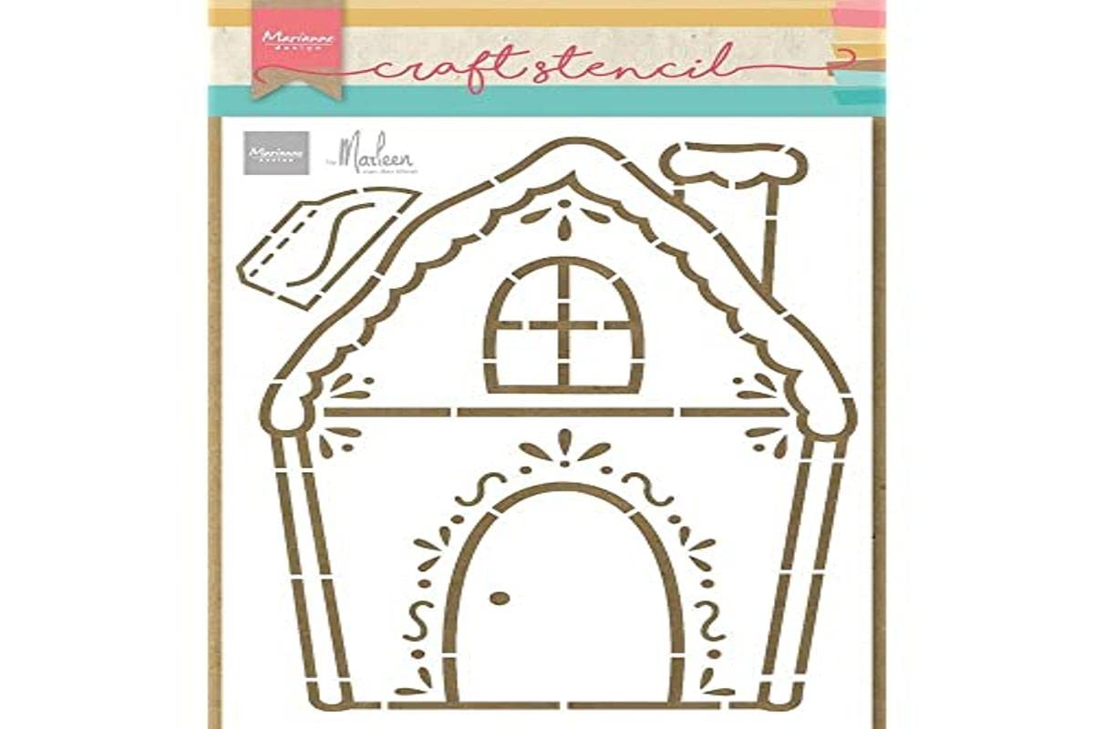 Marianne Design Stencil, Gingerbread House by Marleen, for Scrapbooking Cardmaking and Other Paper Crafts, White, One Size