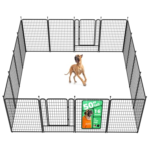 Image of FXW Rollick Unleashed Dog Playpen for Indoor, Yard, RV Camping, 50 inch 16 Panels for Large Dogs, Black│Patented