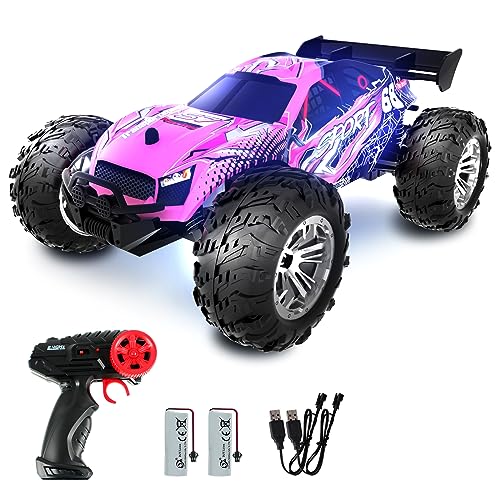 TURCGUO Remote Control Car for Girl Toddler Toy,1:18 2WD Pink All Terrain Fast Electric Race Boy Gift Off Road 20km/h 2.4GHz Radio RC Monster Truck Boy with 2 Rechargeable Batteries