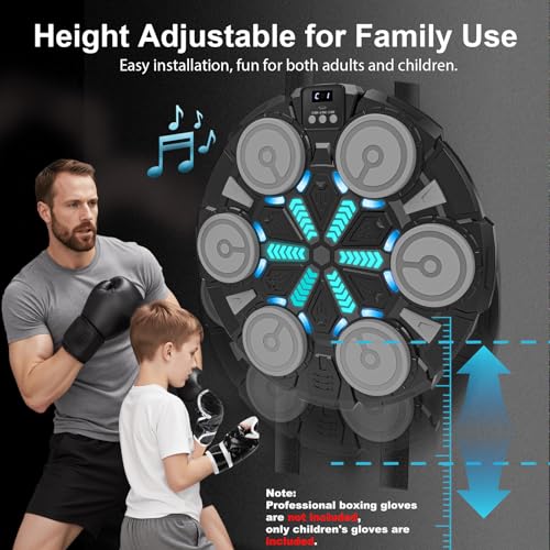 Music Punching Machine for Kids Adults,Bluetooth Wall Mounted Boxing Trainer with Gloves,Rhythm Lights,2 Player Battle Mode,Reaction Training Pad,Home Gym Sport Toys Gifts for Boys Girls Teens 6-12+ - Image 6