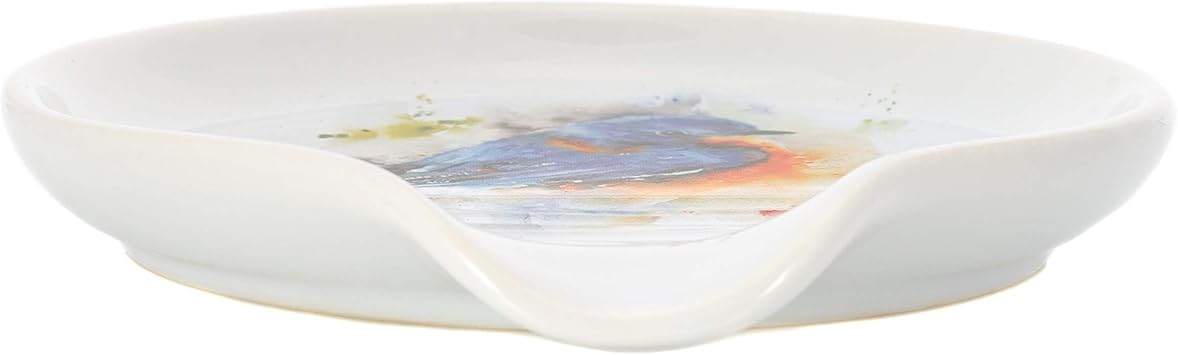 DEMDACO Dean Crouser Bluebird Watercolor 5 x 5 Glossy Ceramic Stoneware Spoon Rest