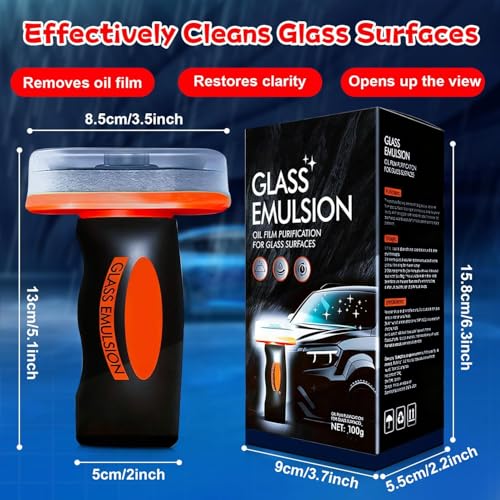 Oil Film Cleaning Brush, Handheld Glass Oil Film Remover, Q4 Glass Guard, Emulsion Cleaner for Car Window, Car Windshield Cleaning Brush, Ölfilm Entferner für Glasgriffe