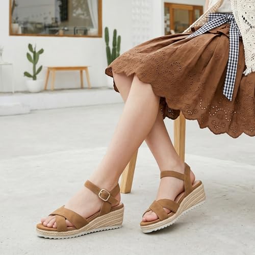 Image of PANDNAINJIA Girls Sandals Wedge Platform Heels Dress Shoes