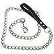 Hundeleine Leder Metall Kettenleine Hundekette,120 cm Trainingsleine Hundeleine Hochleistungs-Hundekette Hunde Leine aus Leder und Metall