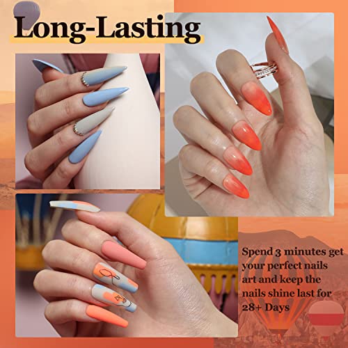 Modelones Gel Nail Polish Set, 6 Colors Spring Light Orange Yellow White Blue Nude Peaches Coral Pink Apple Cider Summer Gel Polish Kit, Soak Off Diy Nail Art Design Manicure At Home Salon Gifts For Girls Women #TOP18