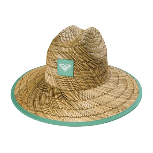 Roxy Girls' Tomboy Woven Straw Hat | Wide Brim | Adjustable | Sun Protection | Beach | Vacation | Natural, Wasabi2