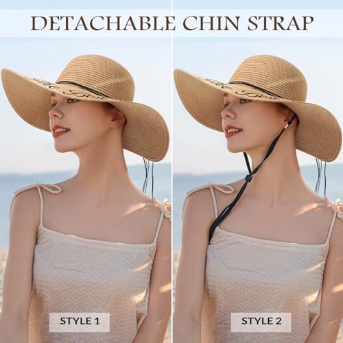 Image of Beach Sun Hats for Women, Straw Hat for Women, Womens Sun Hat UPF 50+ UV Protection, Summer Hats Packable Foldable