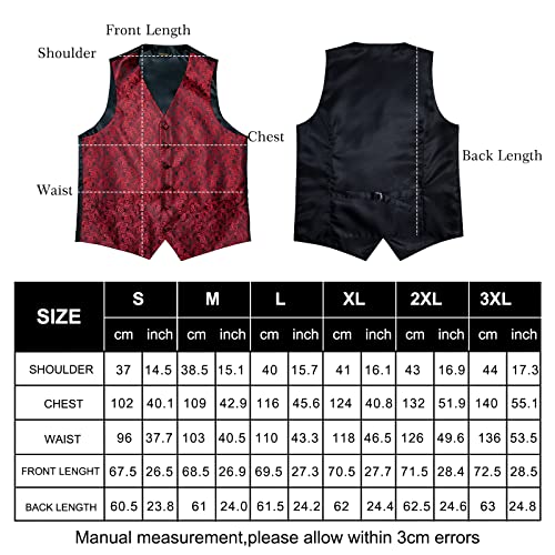 Image of DiBanGu Mens Paisley Vest Silk Sleeveless Suit Vest and Neck Tie Pocket Square Cufflinks Set for Wedding Formal