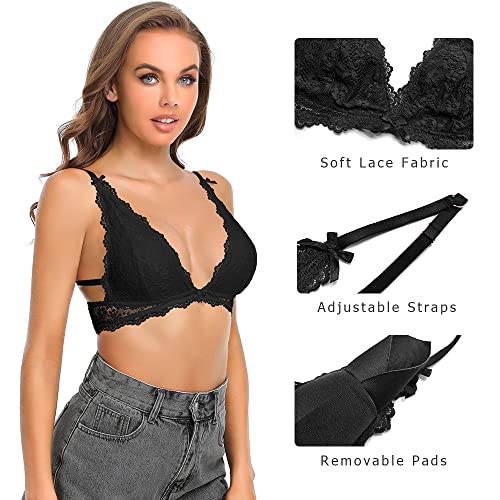 Bralette acolchado transpirable SHEKINI de encaje elástico sin aros 3