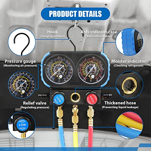 thumbnail image 2 of Buy Lichap AC R1234YF R134A Gauge Set, Autootive Anifold Gauge 2 of 11