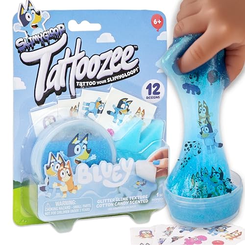 SLIMYGLOOP Tattoozee, Bluey Tattoo Transfer Slime Kit, Sensory Play for Kids Ages 6+, Cotton Candy Scented, Glitter Texture - image 1