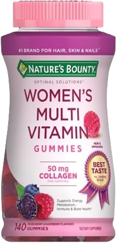 Nature's Bounty Optimal Solutions, Gomitas multivitamínicas para mujer para apoyo inmunológico, apoyo de energía celular, salud ósea, sabor a
