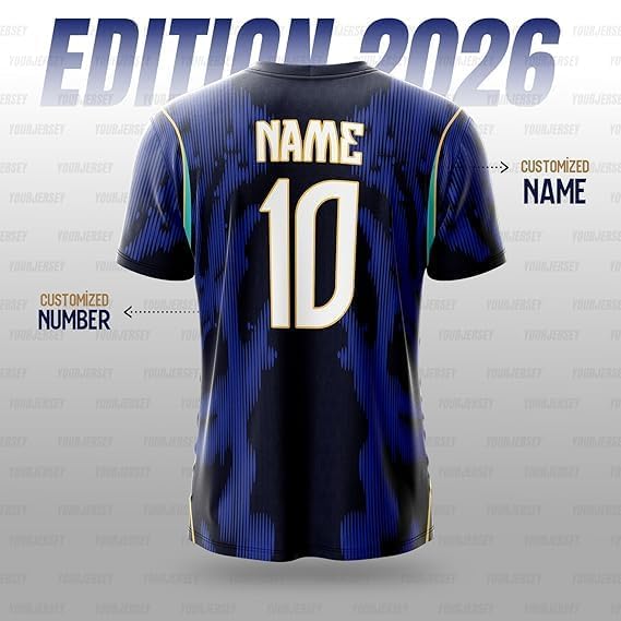 Image of YOURJERSEY Football World Cup 2026 Football Jersey All Team Jersey Custom Name & Number Print | Fan Personalised T-Shirt Sizes for Kids 2Y to Adults 4XL