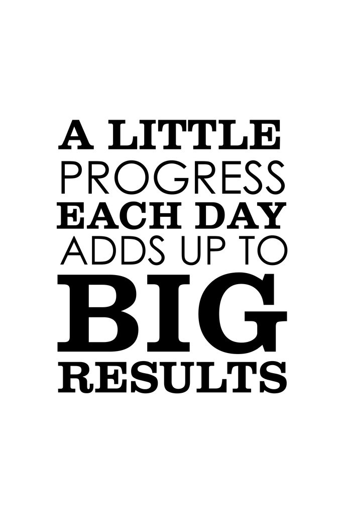 A Little Progress Each Day Adds Up To Big Results Poster Perseverance Motivational Determination Resilience Strength Ambition Sign Cool Wall Art Print Poster 12x18