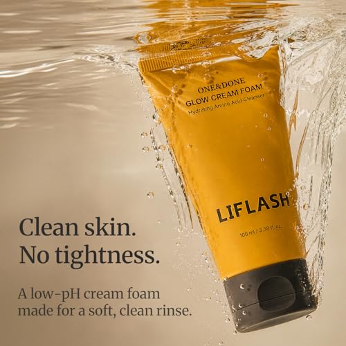 Image of LIFLASH Low pH Hydrating Amino Acid Cream Foam Cleanser, Daily Face Wash with Ceramide NP & Cica, Gentle Foaming Facial Cleanser for Sensitive Skin, Vegan Korean Skincare