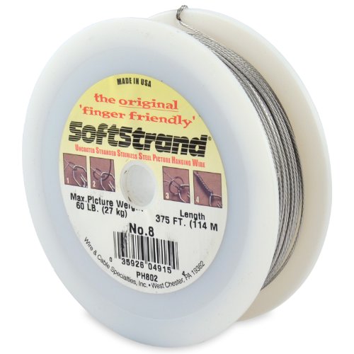 Image of WCS Softstrand, Uncoated Stranded Stainless Steel Picture Wrapping Wire, Size #8, 60 lb / 27 kg, 375 ft / 114 m