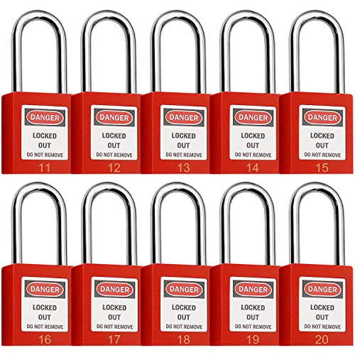 🔥 Flash Sale Lockout Tagout Locks, Safe Padlock，10 PCS with Number (Red 11-20)