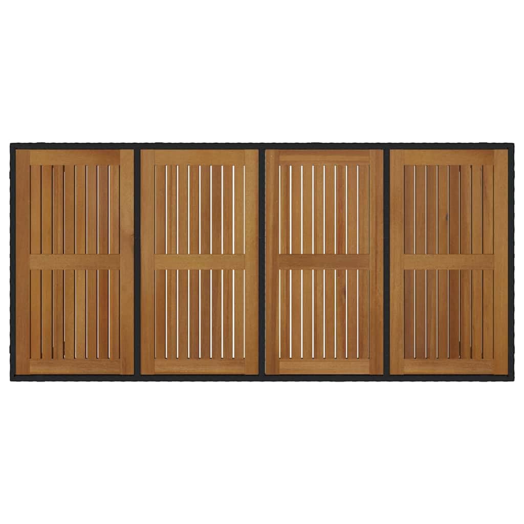 Zestaw do jadalni w ogrodzie 9 czesci czarno-brazowy polirattan meble tarasowe stol i 8 krzeseł z litego drewna akacjowego nowoczesny komplet wypoczynkowy na patio taras balkon ogrod 190x90x75