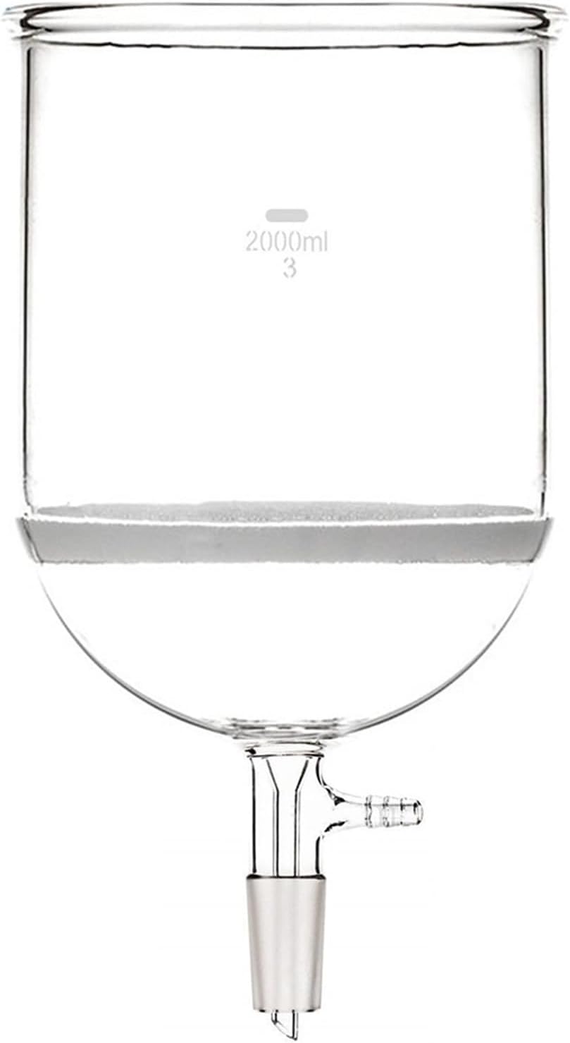 Lab Funnel 2000ml, Glass Buchner Funnel, Borosilicate Glass 3.3, 24/40, 2L Core Filter Disk,10mm Vacuum Adapter, 3# Coarse Filter