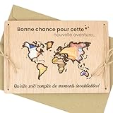 CONTRAXT Carte en Bois pour Caisse de Voyage Cadeau Original pour Vacances & Aventure Support pour Argent et Fonds de Voyage
