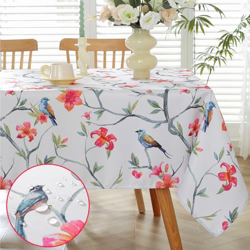 SASTYBALE Spring Tablecloth for Rectangle Tables, Vibrant Floral Table Cloth