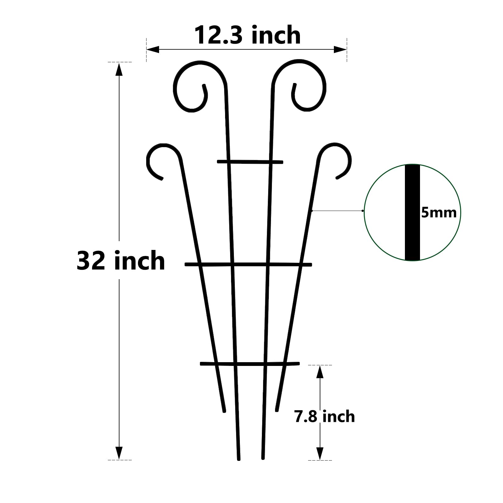Thealyn 4-pak 82 cm krata do roślin doniczkowych pnących, metalowa kratka ogrodowa rośliny doniczkowe kwiaty winorośl bluszcz, kształt fali, 4 szt