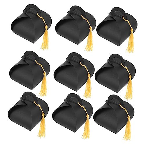 Vaguelly 50 Piezas Caja De Del Sombrero De Doctor Tratar Favor Recepción Etiqueta Cajas Huéspedes Saludar Graduado Novia Fiesta Papel Negro