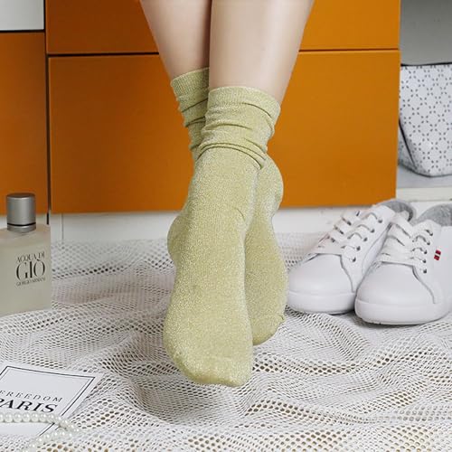 2 Pairs Women's Novelty Glitter Ankle Socks Casual Ladies Bright Retro Sox Piles Sock3