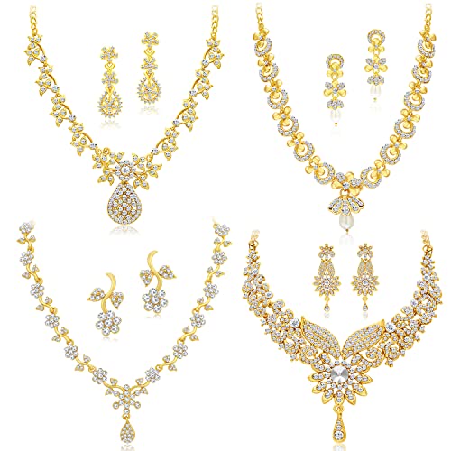 Sukkhi Glamorous Gold Plated Combo Necklace Set for Women (SKR858...