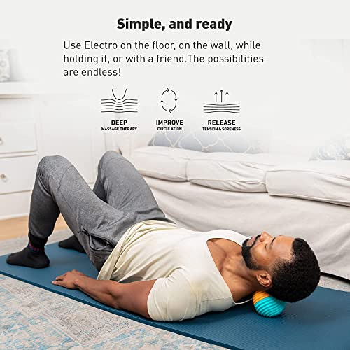 Njoie Electro Vibrating Massage Ball Teal/Orange, Full Body Deep Tissue Massage Therapy, Built-In Rechargeable Battery, Quiet, Myofascial Release. For Sports Athletes, At-Home, Workplace #TOP2