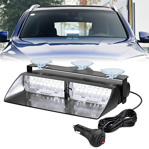 Image of Nilight White Emergency Strobe Lights Windshield Hazard Warning Safety Flash with Suction Cups Super Bright LED Light for Police Enforcement Firefighters Vehicle Truck