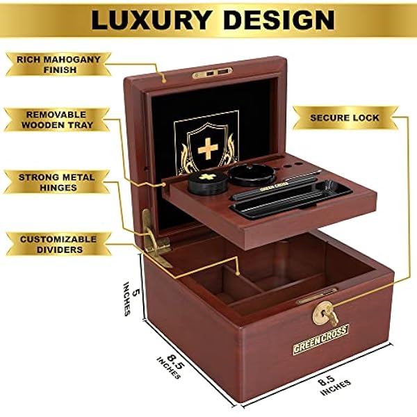 GREEN CROSS Handgemaakte Luxe Opbergdoos Decoratieve Doos Lock Box Met Sleutel Houten Doos Met Accessoires Voor Thuis En Organisatie