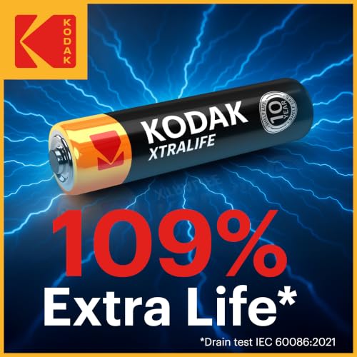 Image of KODAK AAA Alkaline Batteries (24 Pack) Triple A Battery, LR03, 1.5V | 10-Year Shelf Life, Advanced Leak-Resistant Design, High & Low Drain Devices, 109% Extra Life