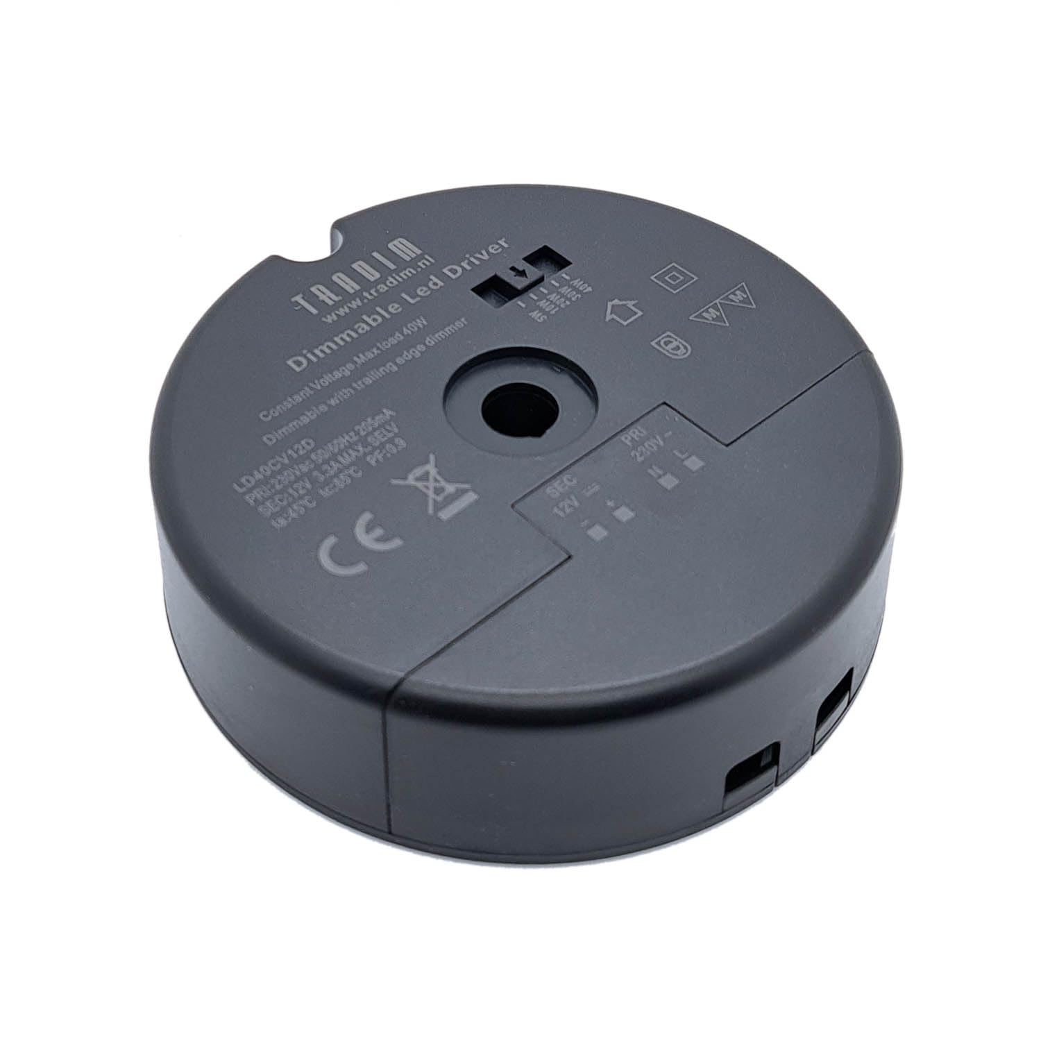LED Treiber 5-40W Dimmbar 12V/230V NV Rund Ø105mm Einbau-Trafo Transformator LD40CV12D