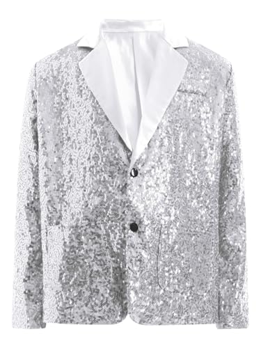 Kids Girls Sparkly Sequin Blazer Jacket Long Sleeve Lapel Suit 70s Disco Party Halloween Cosplay Outfits3