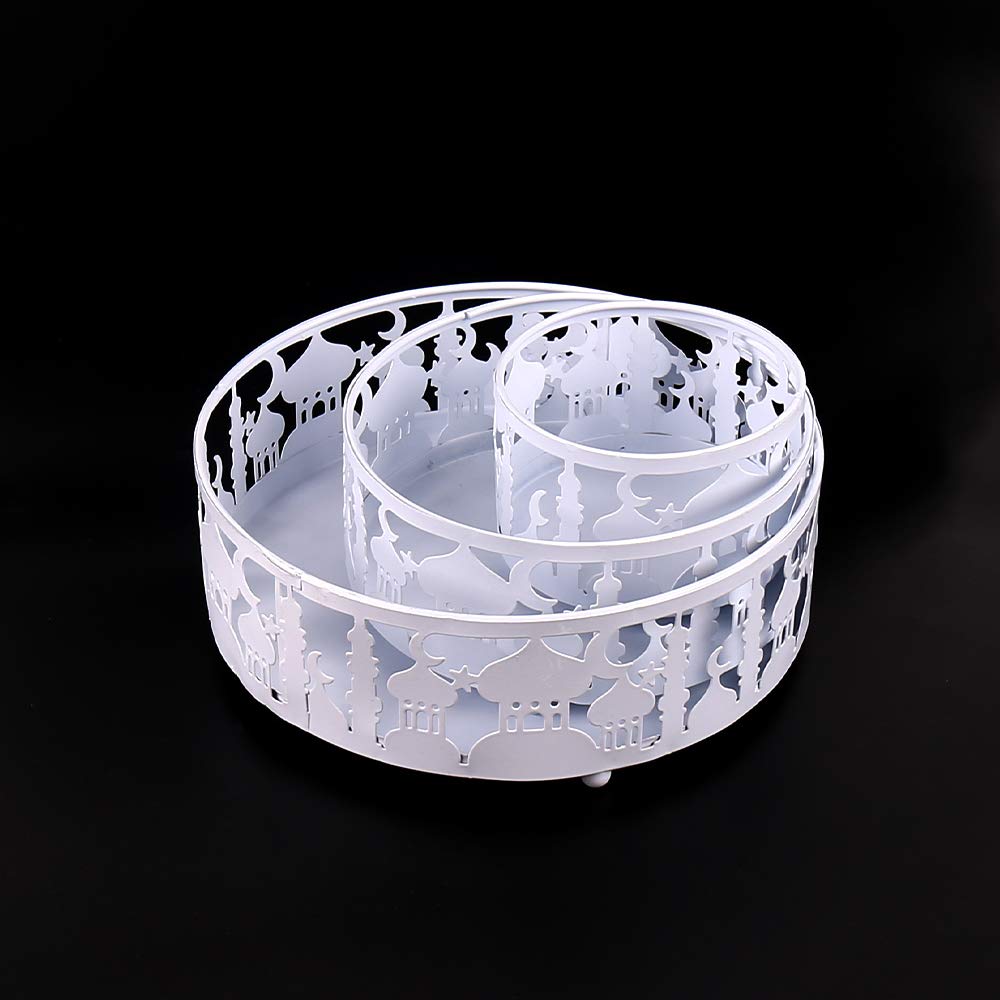 Crazy Night Islam Eid Mubarak Pendant DIY Castle Three-piece set Tray Ramadan Activities Party Decoration Food Storage Container(White)…