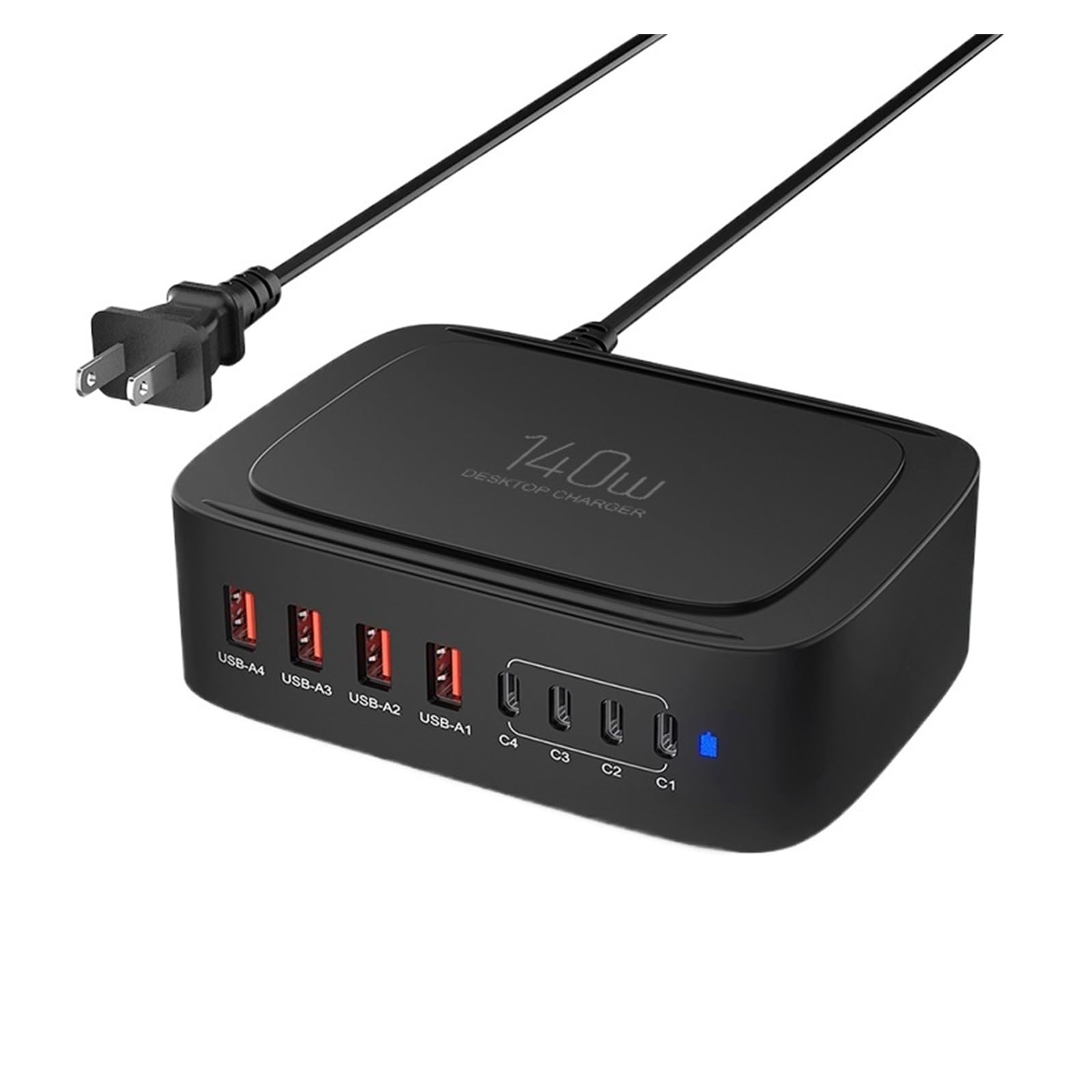 Ładowarka USB, Ładowarka USB C z 8 portami i mocą 140 W. Szybka ładowarka QC3.0 PPS USB C Wielofunkcyjne gniazdo USB