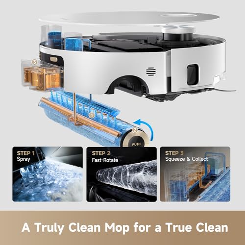 Image of DREAME Aqua10 Roller AE Robot Vacuum, Roller Mop Fresh Water Mopping, Carpet-Safe Roller Guard, Auto-Empty, 30,000Pa Suction, 212℉ Hot Water Mop Washing, Hot Air Drying, 100% Detangling, Voice Control