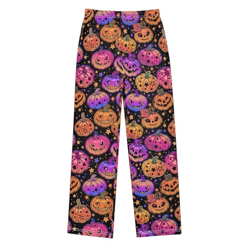 Galaxy Evil Pumpkin Boys Long Pants Soft Trousers Elastic Waist Kids Lounge Bottoms with Pockets S-XL