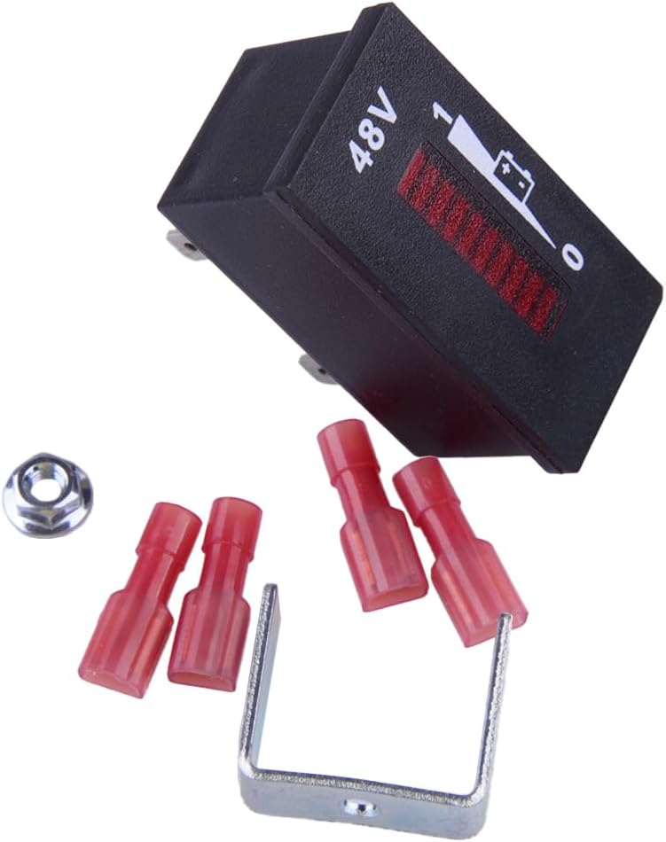 48V Vertical LED Battery Charge Indicator Meter Gauge with 4 Terminals Compatible for Golf Cart
