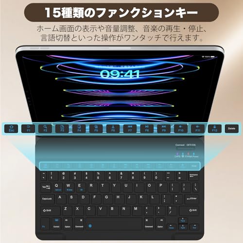 ワイヤレスキーボード Bluetooth 充電式 Type-C対応 無線キーボード 静音 薄型 軽量 英語配列 iPad・Androidタブレット・Windows対応 日本語説明書付き