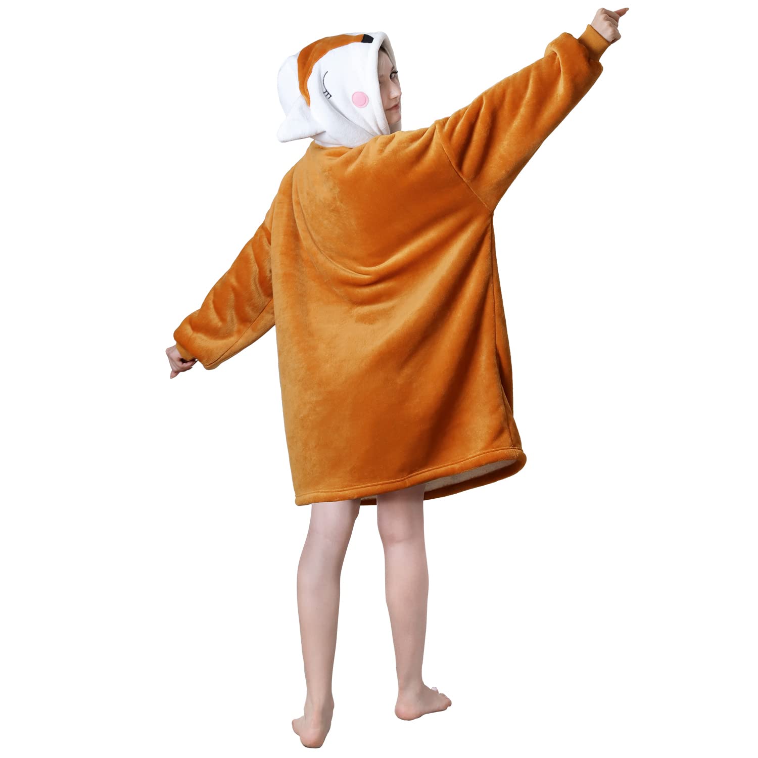 Felpa Coperta Indossabile con Cappuccio Donna e Uomo, Oversize Coperta Plaid con Maniche Poncho in Pile Sherpa Morbida e Calda