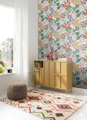 Papier peint fleurs blanc ESTAhome pour masquer un mur terne - 3