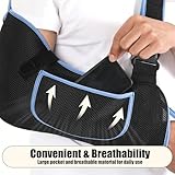 Wood Homing Arm Sling for Shoulder Injury - Adjustable Shoulder Support Immobilizer with Foam Neck Pad Pocket for Rotator Cuff Broken Wrist Elbow Injury Left Right Arm Brace for Man Women Teenager - Image 4
