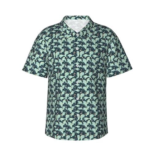Camisa hawaiana de manga corta con estampado de animales de manatí para hombre, para verano, vacaciones, playa, aventuras al aire libre, Negro, 3XL