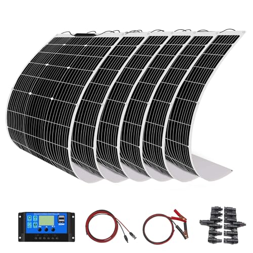200w Flexible Solar Panel Kit 2pcs 100w 18v Monocrystalline Solar Module + 20A USB Controller for Off Grid Yacht RV Car Boat Motorhome Caravan 12v Battery Charging(200)